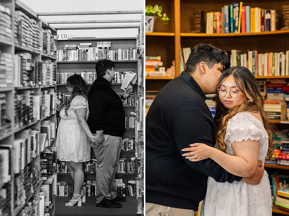 bookstore engagement session