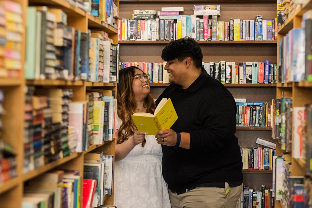 bookstore engagement session